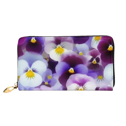 Bryptxztxt Purple Flower Damen Lange Geldbörse - Große Kapazität PU Leder Geldbörse mit Kartenhalter Etui Kredit Münzen Geldbörsen & Reißverschluss Clutch Geldbörsen für Damen & Mädchen, Größe 3D, von Bryptxztxt