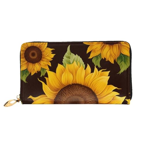 Bryptxztxt Schöne Sonnenblume Damen Lange Geldbörse - Große Kapazität PU Leder Geldbörse mit Kartenhalter Etui Kredit Münzen Geldbörsen & Reißverschluss Clutch Geldbörsen für Damen & Mädchen, Größe von Bryptxztxt