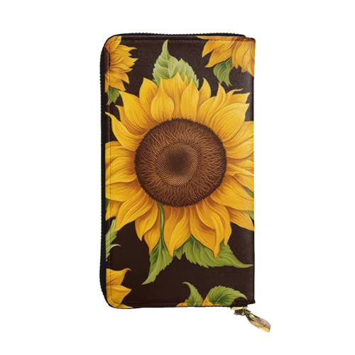 Bryptxztxt Schöne Sonnenblume Damen Lange Geldbörse - Große Kapazität PU Leder Geldbörse mit Kartenhalter Etui Kredit Münzen Geldbörsen & Reißverschluss Clutch Geldbörsen für Damen & Mädchen, Größe von Bryptxztxt