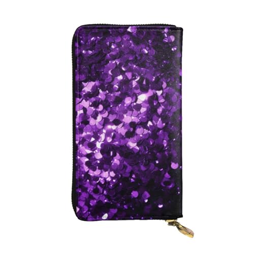 Bryptxztxt Schöne lila Glitzer Damen Lange Geldbörse - Große Kapazität PU Leder Geldbörse mit Kartenhalter Etui Kredit Münzen Geldbörsen & Reißverschluss Clutch Geldbörsen für Damen & Mädchen, Größe von Bryptxztxt
