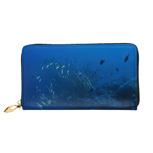 Bryptxztxt Sea Turtle with Fishes Women's Long Wallet - Large Capacity Pu Leather Purse with Card Holder Case Credit Coin Wallets & Zipper, Clutch Purses for Ladies & Girls, Größe 3D, Einheitsgröße von Bryptxztxt
