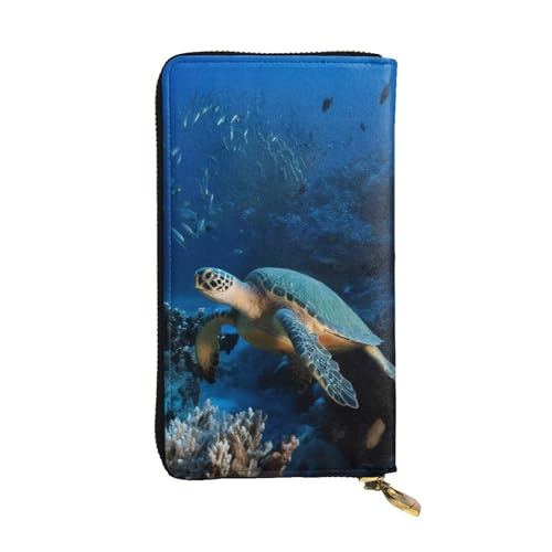 Bryptxztxt Sea Turtle with Fishes Women's Long Wallet - Large Capacity Pu Leather Purse with Card Holder Case Credit Coin Wallets & Zipper, Clutch Purses for Ladies & Girls, Größe 3D, 3 D, Casual von Bryptxztxt