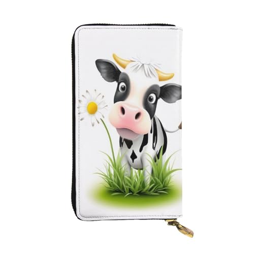Bryptxztxt Süße Kuh Damen Lange Geldbörse - Große Kapazität PU Leder Geldbörse mit Kartenhalter Etui Kreditmünzen Geldbörsen & Reißverschluss Clutch Geldbörsen für Damen & Mädchen, Größe 3D, 3 D, von Bryptxztxt