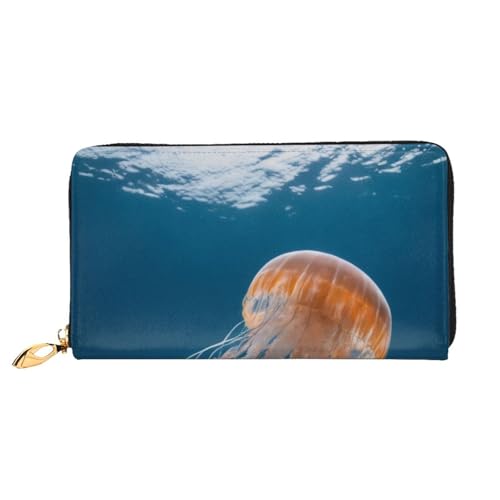 Bryptxztxt Süße Quallen Damen Lange Geldbörse - Große Kapazität PU Leder Geldbörse mit Kartenhalter Etui Kreditmünzen Geldbörsen & Reißverschluss Clutch Geldbörsen für Damen & Mädchen, Größe 3D, von Bryptxztxt