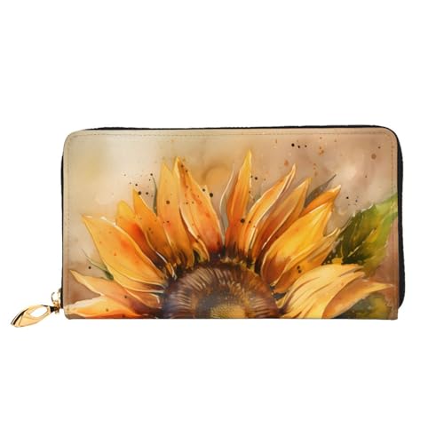Bryptxztxt Sunflower Damen Lange Geldbörse - Große Kapazität PU Leder Geldbörse mit Kartenhalter Etui Kredit Münzen Geldbörsen & Reißverschluss Clutch Geldbörsen für Damen & Mädchen, Größe 3D, von Bryptxztxt
