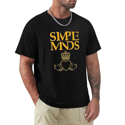 Simple Minds T-Shirt Cotton Men Summer Fashion T-Shirt Graphic Unisex Basic Short Sleeve Cotton Casual T-Shirt Black Size XL von BsLong