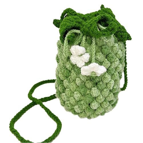 Ananas Tasche Gestrickte Umhängetasche Bucket Bag für Schule Gradient Ananas Geldbörse Süße Schultertaschen Modische Stricktasche Mädchen Schultasche Ananas Design Stilvolle Strickbörse Trendy BUC, von Bsbkoj