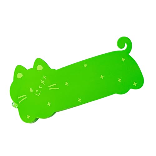 Bsbkoj Silicone Pencil Case, Cat-Shaped Cute Stationery Pouch, 8.66x1.97x3.74 Inches Soft Flexible Organizer, Sturdy Easy-Clean Design for Desk School Classroom Teens Kids Home Dorm von Bsbkoj