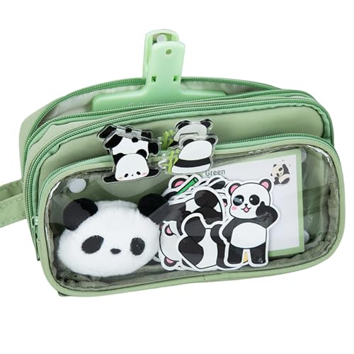 Federmäppchen mit großem Fassungsvermögen, niedliches Panda-Federmäppchen, Stift-Aufbewahrungstasche, Schul-Schreibwaren-Behälter, Stiftetasche mit Aufklebern, Federmäppchen mit Puppe, Marker, von Bsbkoj