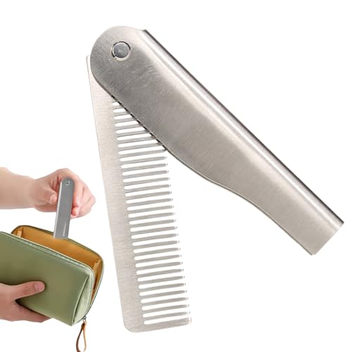 Folding Comb, Edelstahl, Taschenhaarbürste, niedlicher täglicher Haarstyling, Reisehaarglätter, für Beard Mustache Styling, für alle Arten von Haarkämmen, Herren, Silber Folding Comb, Edelstahl, Taschenhaarbürste, niedlicher täglicher Haarstyling, Reisehaarglätter, für Beard Mustache Styling, für alle Arten von Haarkämmen, Herren, Silber von Bsbkoj