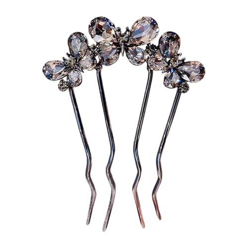 French Twist Hair Pin - 4 Prong Rhinestone U Shape Updo Sticks for Elegant Wedding Styles, Party Celebrations with Decorative Function, Hairs Accessories for Women Girls Brides Bridesmaids von Bsbkoj