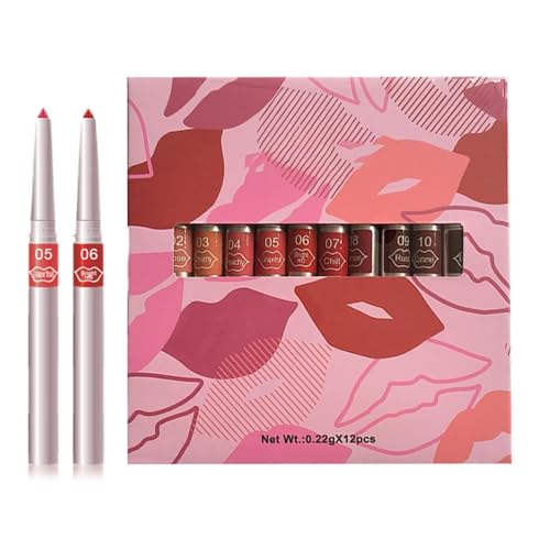 Lip Liner Set, 12-teiliges Lip Pencil Kit, Creamy Lipliners Makeup, Sculpting Lipliner, Matte Finish Lip Liner, Lip Pencil Set für Damen, Lip Contour Makeup Kit, Smooth Matte Lip Liner, Long Lasting von Bsbkoj