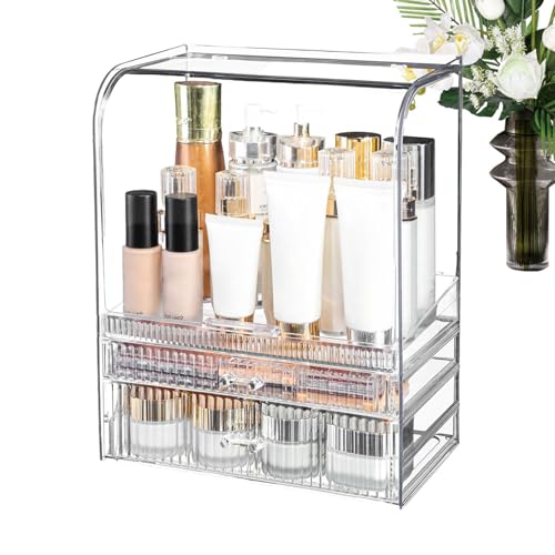 Make-up-Organizer mit Deckel, Kosmetik-Vitrinen, Make-up-Aufbewahrungsbox, Kosmetik-Organizer, tragbarer Make-up-Organizer, Arbeitsplatten-Make-up-Organizer, Acryl-Make-up-Organizer, weiß, Refer to Make-up-Organizer mit Deckel, Kosmetik-Vitrinen, Make-up-Aufbewahrungsbox, Kosmetik-Organizer, tragbarer Make-up-Organizer, Arbeitsplatten-Make-up-Organizer, Acryl-Make-up-Organizer, weiß, Refer to von Bsbkoj