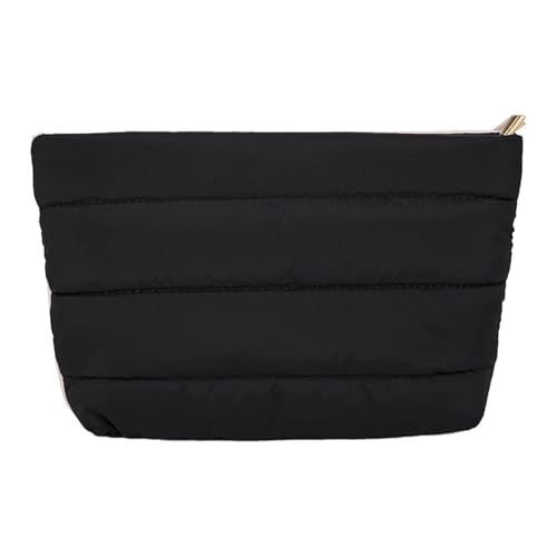 Quilt-Make-up-Tasche, lässige Pendler-Clutch, gesteppte Tasche, modischer Make-up-Organizer, 23 x 16 cm, vertikal, quadratisch, Polyester, Geldbörse, Lippenstift, Reisen, Schwarz , Refer to Quilt-Make-up-Tasche, lässige Pendler-Clutch, gesteppte Tasche, modischer Make-up-Organizer, 23 x 16 cm, vertikal, quadratisch, Polyester, Geldbörse, Lippenstift, Reisen, Schwarz , Refer to von Bsbkoj