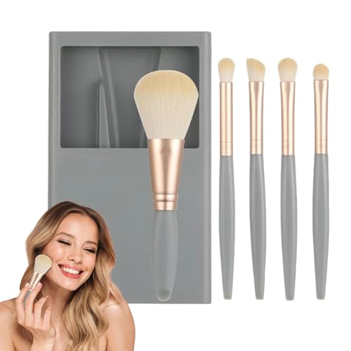 Reise-Make-up-Pinsel-Set, kompakte Make-up-Pinsel mit Etui und Spiegel, tragbare Kosmetikwerkzeuge für Foundation, Puder, Concealer, Lidschatten-Anwendung, (11 x 7,5 cm) von Bsbkoj