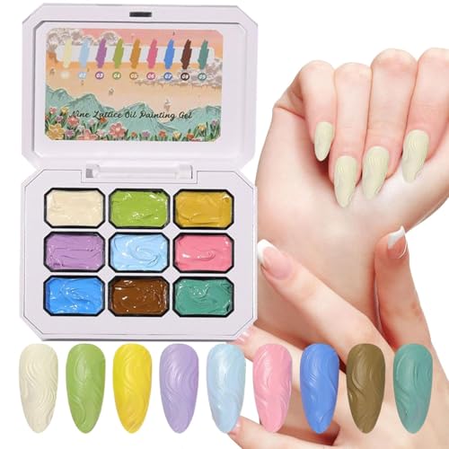 Solid Gel Nail Polish, 9 Colors Manicure Painting Palette, 3D Embossed Art Design Glossy Extension Kit, Long-Lasting French Tip Bridal Holiday Birthday Salon Tools for Women Girls von Bsbkoj