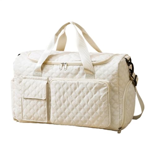 Sporttasche für Damen, große Kapazität, Reisetasche mit verbreitertem Schultergurt, Nass- und Trockentrennung für Handtücher und Kleidung, Reisezubehör (44 x 20 x 42 cm), beige, Refer to description von Bsbkoj