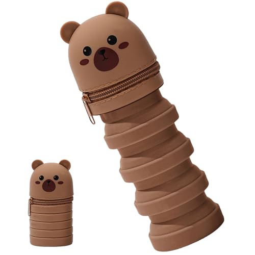 Stifthalter für Schreibtisch, Teleskop-Federtasche, einziehbar, Silikon, Organizer für Zuhause, 5,6 x 2,56 x 4,92 cm, Schlaf, Schule, Klassenzimmer, Jugendliche, Studenten und Kinder von Bsbkoj