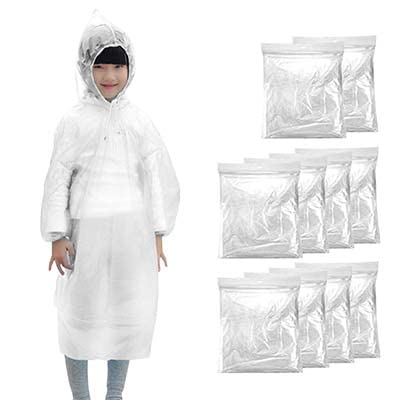 10 Stück Einweg Wasserdichter Regenmantel,Erwachsene Kinder Wasserdicht Regenponcho Hooded,Regenüberzug,Wandern Camping Notfall Regenponcho,Unisex Portable Regencape,Reise,Camping (Kinder-10Pcs) von Bseical