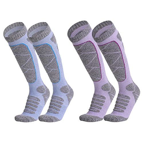 2 Paar Skisocken Damen, Skisocken Damen Kinder 35-38, Damen Und Kinder Warm FüR Wintersport, Atmungsaktiv Outdoorsocken, Performance Thermo-KniestrüMpfe, FüR Bergsport, Skifahren, Snowboarden (B) von Bseical