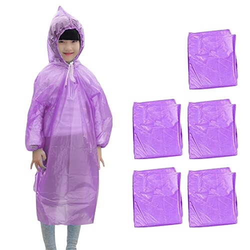 5 Stück Einweg Wasserdichter Regenmantel,Erwachsene Kinder Wasserdicht Regenponcho Hooded,Regenüberzug,Wandern Camping Notfall Regenponcho,Unisex Portable Regencape,Reise,Camping von Bseical