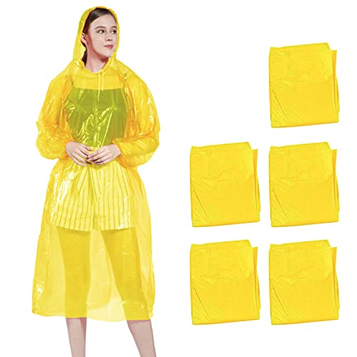 5 Stück Einweg Wasserdichter Regenmantel,Erwachsene Kinder Wasserdicht Regenponcho Hooded,Regenüberzug,Wandern Camping Notfall Regenponcho,Unisex Portable Regencape,Reise,Camping von Bseical