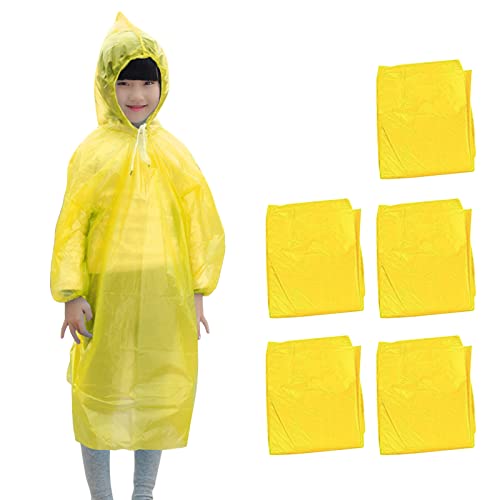 5 Stück Einweg Wasserdichter Regenmantel,Erwachsene Kinder Wasserdicht Regenponcho Hooded,Regenüberzug,Wandern Camping Notfall Regenponcho,Unisex Portable Regencape,Reise,Camping von Bseical