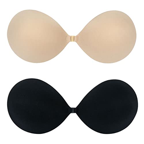 Klebe BH Rückenfrei Kleid Ohne Träger, Selbsthaftende BH, Trägerloser BH Push Up Ohne Bügel, Silikon Unsichtbarer BH Zum Kleben Adhesive Bra Sexy Hautfarben 2pcs Für Rückenfreie Kleidung (Cup B) von Bseical