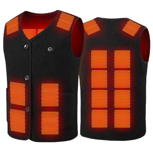 Beheizte Weste Herren Damen, Beheizbare Jacke Herren USB, Heizweste Herren Motorrad Fleece, Weste Herren mit 3 Stufen Temperatur Wärmejacke Outdoor Waschbar Leicht Winter Camping Unisex (Schwarz, 3XL) von Bseical