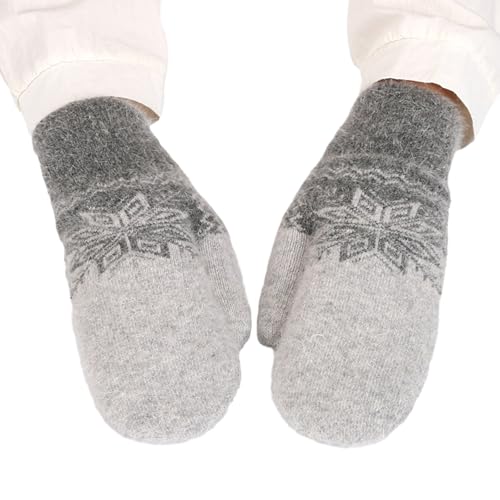 Bseical Damen Handschuhe Schnee Blume Druck halten Warm Herbst Winter Fausthandschuhe Fäustlinge Strickhandschuhe Outdoor (Dunkelgrau, Einheitsgröße) von Bseical