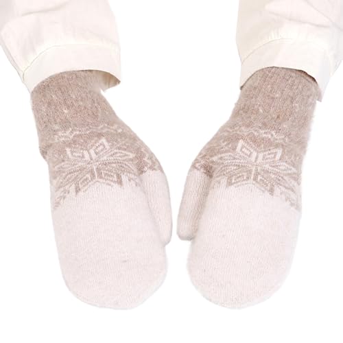 Bseical Damen Handschuhe Schnee Blume Druck halten Warm Herbst Winter Fausthandschuhe Fäustlinge Strickhandschuhe Outdoor (Hellrosa, Einheitsgröße) von Bseical