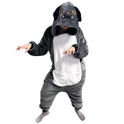 Bseical Mops Kostüm für Erwachsene Damen Herren, Tiere Onesie Tierkostüm, Karneval KostüM Herren S-XL von Bseical