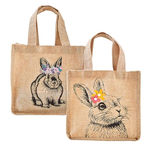 Bseical 2 Stück Osterkörbchen, Ostern Jutetaschen mit Henkel, Osternester Zum Befüllen, Osterkorb für Kinder, Easter Basket, Osterkörbe Bastelsachen Deko von Bseical