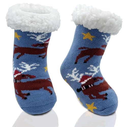 Bseical Weihnachtssocken Kinder, Haussocken Kinder, Kuschelsocken Kinder, HüTtensocken Wintersocken Weich Flauschig Warm Dick Kuschelsocken Antirutschsocken FüR 4-8 Jahre von Bseical
