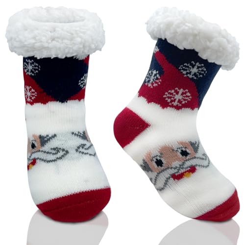 Bseical Weihnachtssocken Kinder, Haussocken Kinder, Kuschelsocken Kinder, HüTtensocken Wintersocken Weich Flauschig Warm Dick Kuschelsocken Antirutschsocken FüR 4-8 Jahre von Bseical