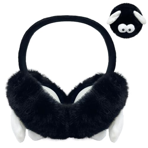 Ohrenwärmer Winter Kaninchen Ohrenschützer,Plüsch Ohrenschützer Für Den Winter,Süße Hase Kaninchen Muster Design Ohrenschützer, Verstellbar,Für Geburtstag Weihnachten Party Geschenk (B-black) von Bseical
