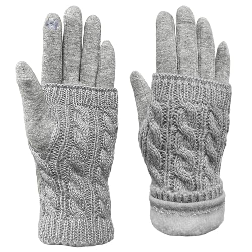 Stoff handschuhe Damen Winter, Thermo Handschuhe Damen Touchscreen, Handschuhe Mit Abnehmbaren Strick Stulpen, Thermohandschuhe Winter Damen, Warme Handschuhe FüR Skifahren Radfahren Arbeit, 24cm von Bseical