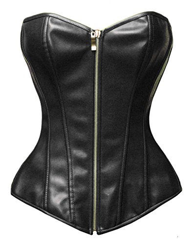 Bslingerie® Kunstleder Leder - Optik Reißverschluss Bustier Korsett Corsage (6XL, schwarz) von Bslingerie