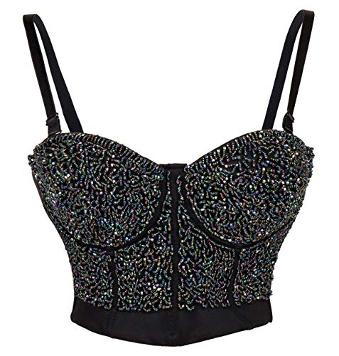 BSLINGERIE® Madonna Style Metallic Studs Bustier BH Korsett Top, Schwarzer Wurm, X-Large von Bslingerie