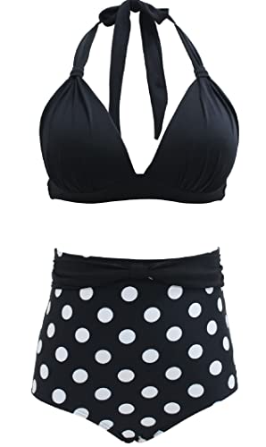 Bslingerie® Damen-Bikini, Retro, hohe Taille, 2-teiliges Set, Gepunktet, 52 von Bslingerie