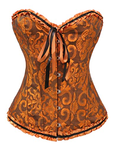 Bslingerie® Damen Blumenordnung Bustiers Korsett (M, Orange) von Bslingerie