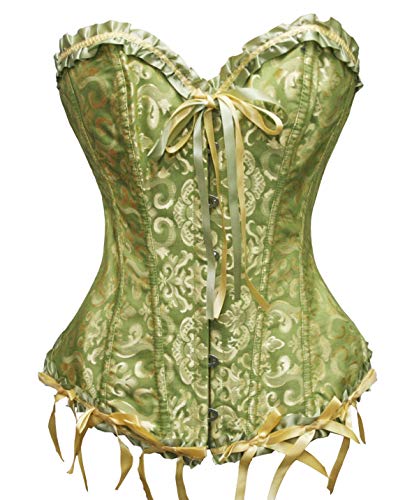 Bslingerie® Damen Brocade Bustier Korsagen (XXL, Grün Gekräuselt) von Bslingerie