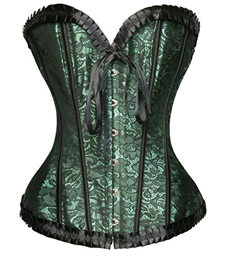 Bslingerie® Damen Bustier Corsage Korsett mit Brocade (S, Grünes Blumen) von Bslingerie