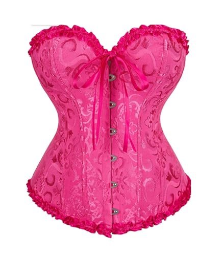 Bslingerie® Damen Gothic Floral Lace Satin Überbrustkorsett, hot pink, XL von Bslingerie