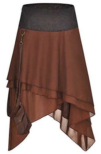 Bslingerie® Damen Gothic Punk Steampunk Spitze Rock Kleidung Kurzer Rock (XXL, Steampunk Braun) von Bslingerie