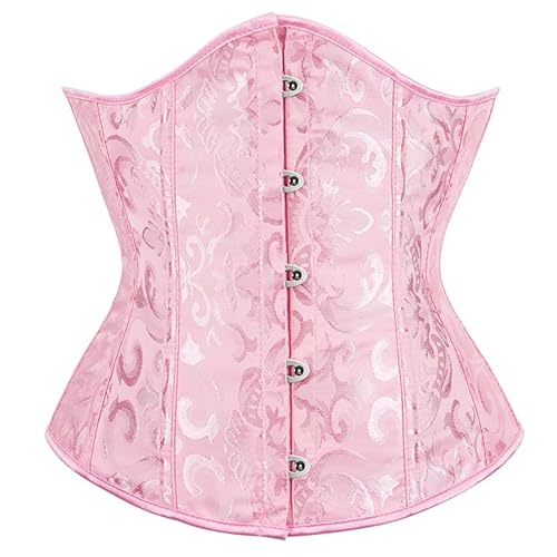 Bslingerie® Damen-Korsett, Vintage-Blumenmuster, Brokat, Satin, Unterbrustkorsett, Rosa, Brocade, 36 von Bslingerie