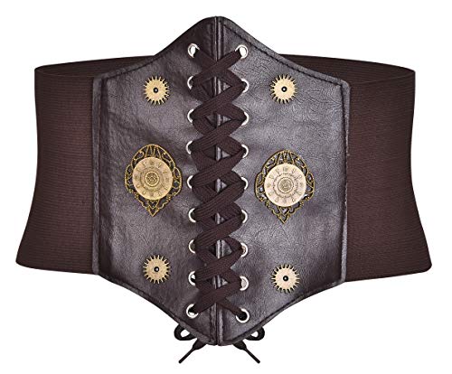 Bslingerie® Damen Korsett Waspie elastische Taille Kunstleder Gürtel (Ausrüstung - Braun, M) von Bslingerie