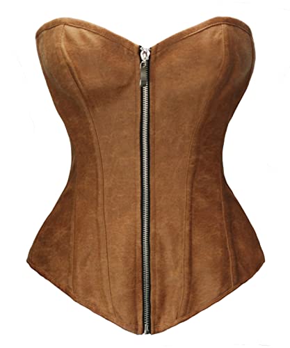 BSLINGERIE Damen Bustier Korsett aus Kunstleder mit Reißverschluss vorne - Schwarz - Small von Bslingerie