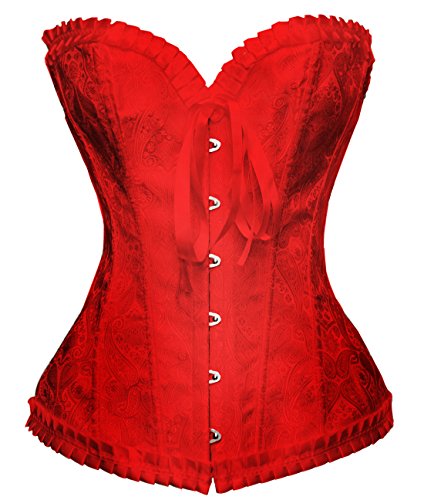 Bslingerie® Damen Kunstleder Bustier Korsett Corsage (6XL, Rotes Kunstleder) von Bslingerie