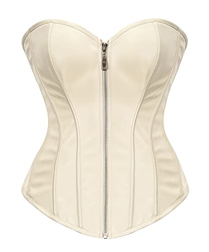 Bslingerie® Damen Kunstleder Bustier Korsett Corsage (L, Elfenbein) von Bslingerie